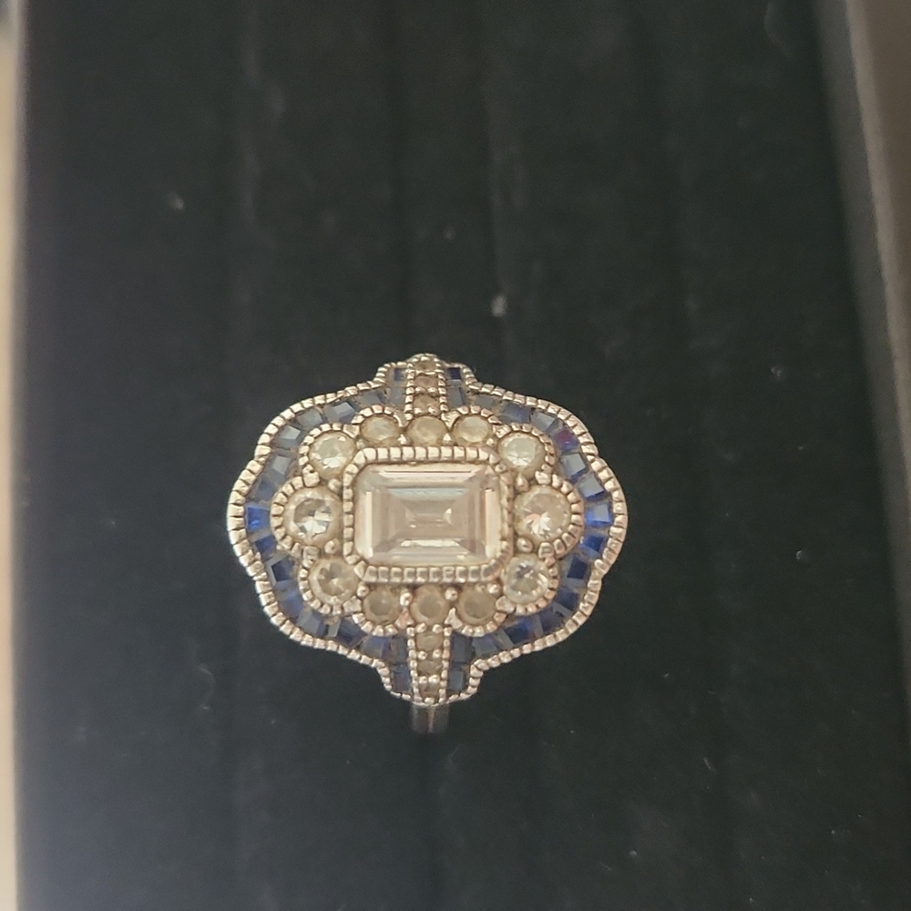 GORGEOUS 925S.S BLUE SAPPHIRE AND CZ RING.